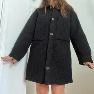 H&M Black Teddy Jacket with Structured Silhouette
